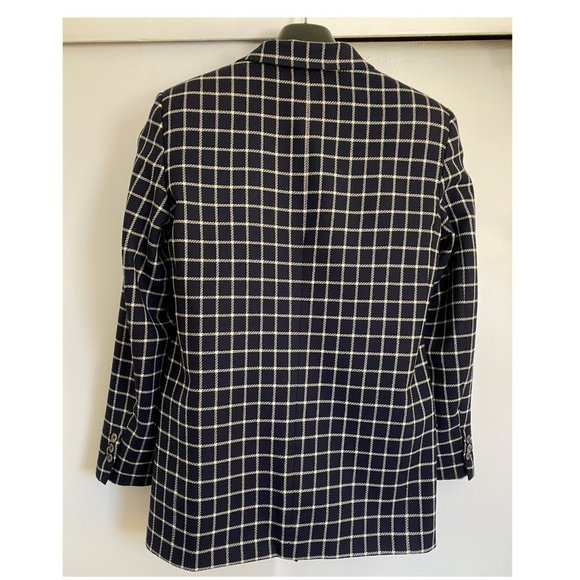 Burberry Blue & White Wool Plaid Blazer - Picture 2 of 9